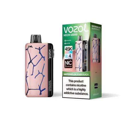 VOZOL NEON 45000 - WATERMELON SOUR PEACH 5% NICOTINE VOZOL NEON 45000 WATERMELON SOUR PEACH 5 NICOTINE